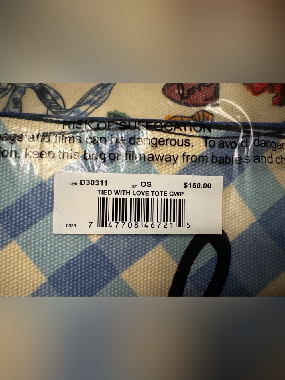 Brighton Tied With Love Tote - Blue & Cream Check - Picture 6 of 6